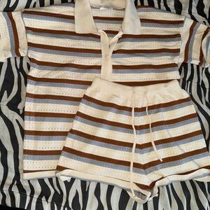 Striped Cream and Brown Women's Top
2 pieces
